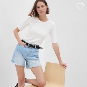 6” high rise denim shorts